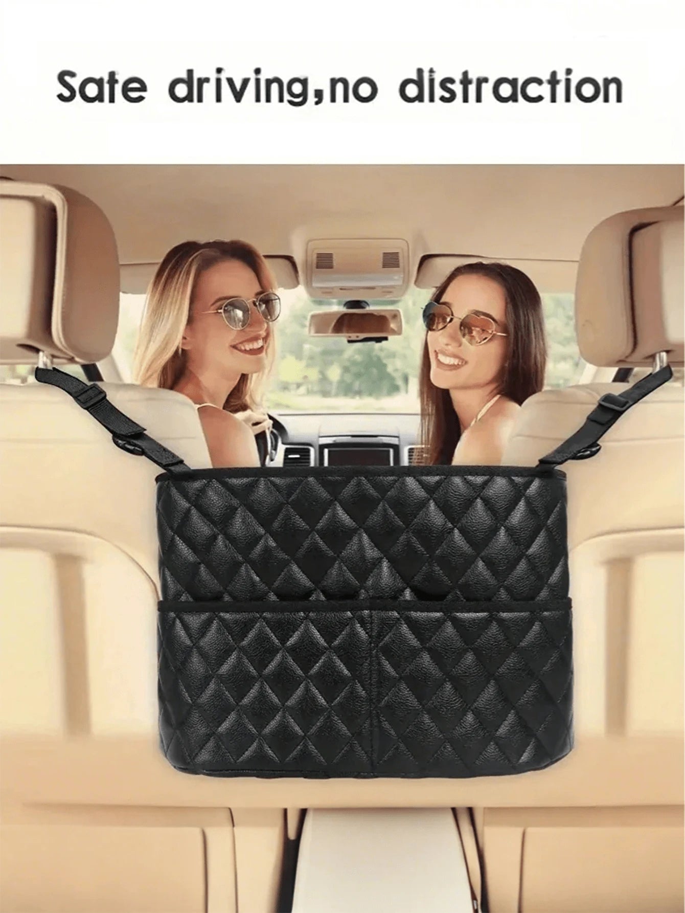 Fashionable PU Leather Car Seat Storage Organizer Bag, Handbag Style Tidy Storage Rack Suitable For Women