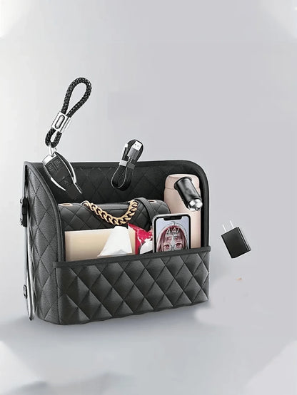 Fashionable PU Leather Car Seat Storage Organizer Bag, Handbag Style Tidy Storage Rack Suitable For Women