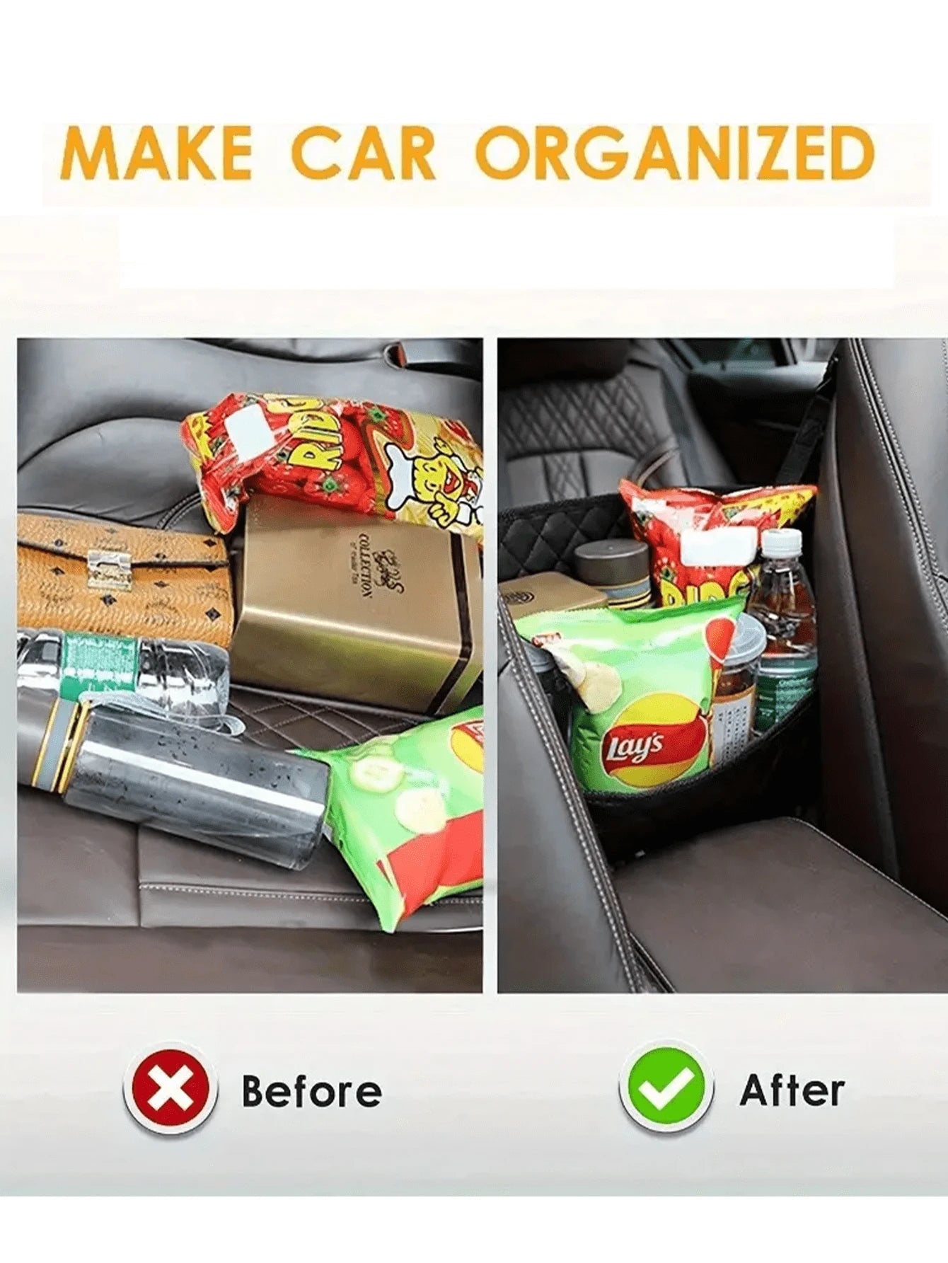 Fashionable PU Leather Car Seat Storage Organizer Bag, Handbag Style Tidy Storage Rack Suitable For Women