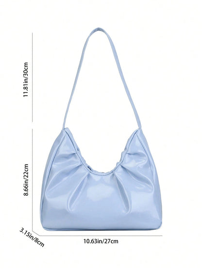 Fashionable Shoulder Bag, Spring/Autumn New Arrival, Solid Color Pleated Fresh Handbag, Underarm Bag With Texture