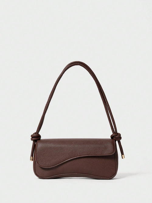 Fashionable Solid Color Asymmetrical Flap Adjustable Brown Shoulder Bag, Suitable For Shopping, Wallets, Shopping, Young Women, College Students, Newcomers, White-Collar Workers. They Are Very Suitabl