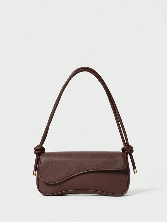 Fashionable Solid Color Asymmetrical Flap Adjustable Brown Shoulder Bag, Suitable For Shopping, Wallets, Shopping, Young Women, College Students, Newcomers, White-Collar Workers. They Are Very Suitabl