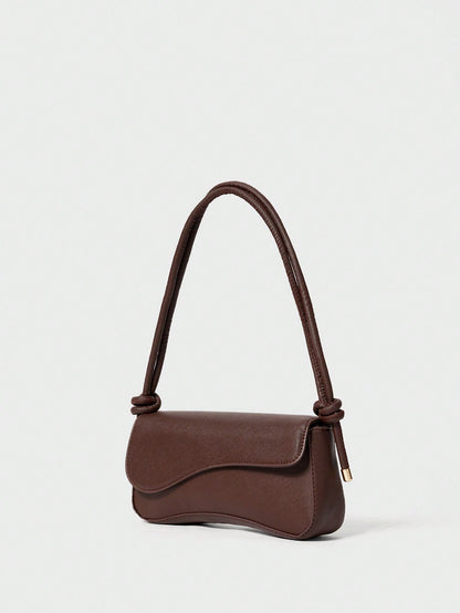 Fashionable Solid Color Asymmetrical Flap Adjustable Brown Shoulder Bag, Suitable For Shopping, Wallets, Shopping, Young Women, College Students, Newcomers, White-Collar Workers. They Are Very Suitabl