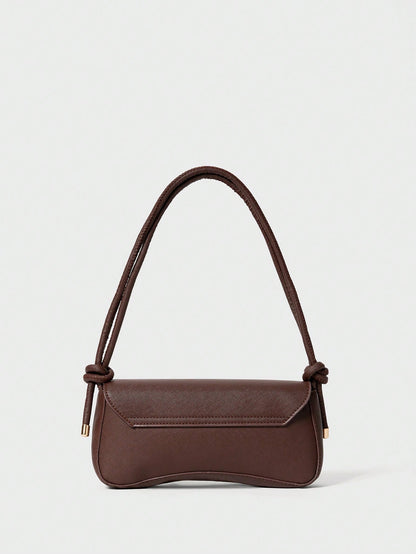 Fashionable Solid Color Asymmetrical Flap Adjustable Brown Shoulder Bag, Suitable For Shopping, Wallets, Shopping, Young Women, College Students, Newcomers, White-Collar Workers. They Are Very Suitabl