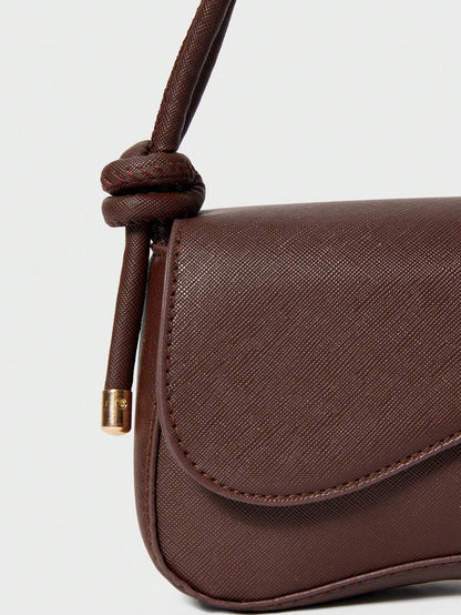 Fashionable Solid Color Asymmetrical Flap Adjustable Brown Shoulder Bag, Suitable For Shopping, Wallets, Shopping, Young Women, College Students, Newcomers, White-Collar Workers. They Are Very Suitabl