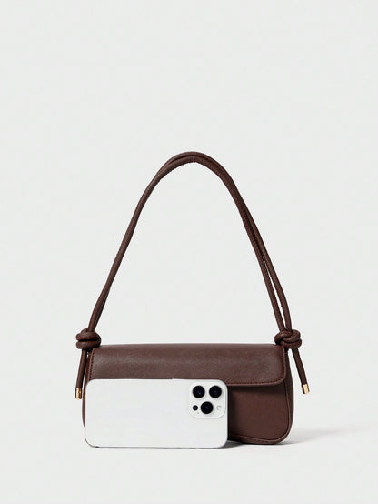 Fashionable Solid Color Asymmetrical Flap Adjustable Brown Shoulder Bag, Suitable For Shopping, Wallets, Shopping, Young Women, College Students, Newcomers, White-Collar Workers. They Are Very Suitabl