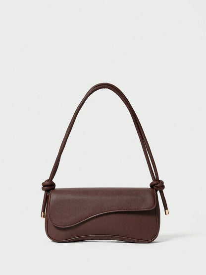 Fashionable Solid Color Asymmetrical Flap Adjustable Brown Shoulder Bag, Suitable For Shopping, Wallets, Shopping, Young Women, College Students, Newcomers, White-Collar Workers. They Are Very Suitabl