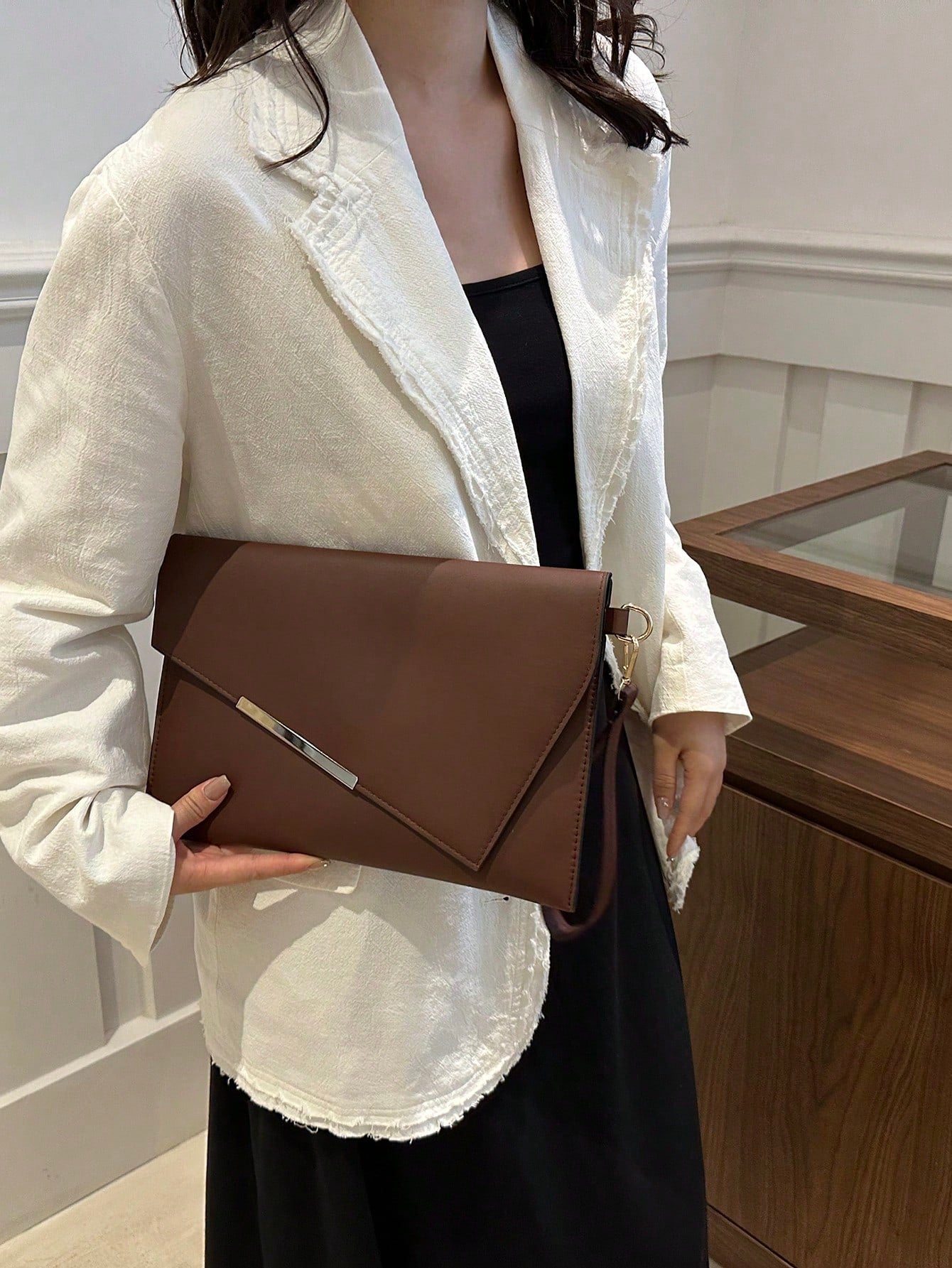 Fashionable Solid Color PU Leather Envelope Clutch, Suitable For Banquets, Parties, Street Style, Versatile, Fashionable Clutch Bags For Woman, Wedding