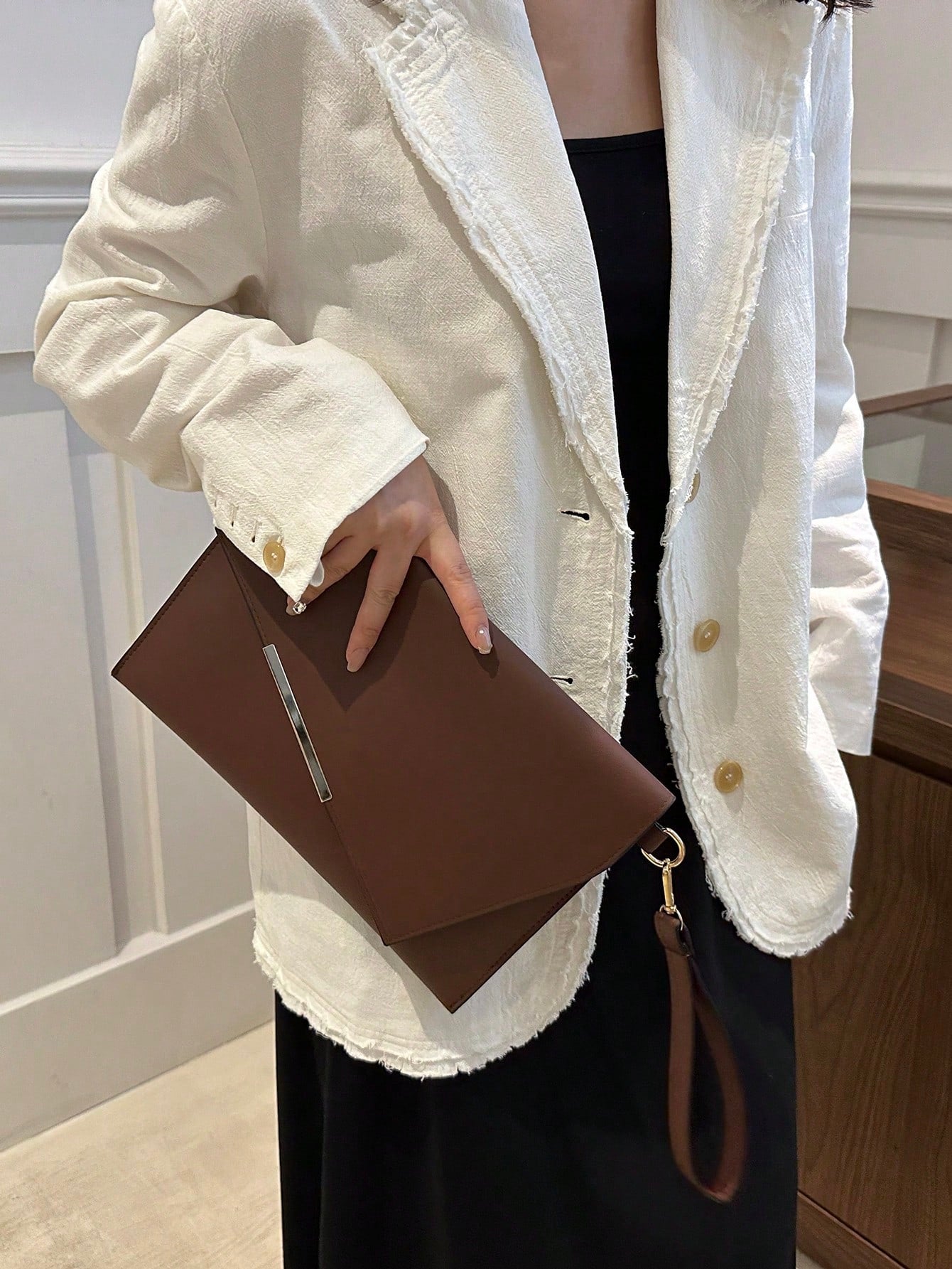 Fashionable Solid Color PU Leather Envelope Clutch, Suitable For Banquets, Parties, Street Style, Versatile, Fashionable Clutch Bags For Woman, Wedding