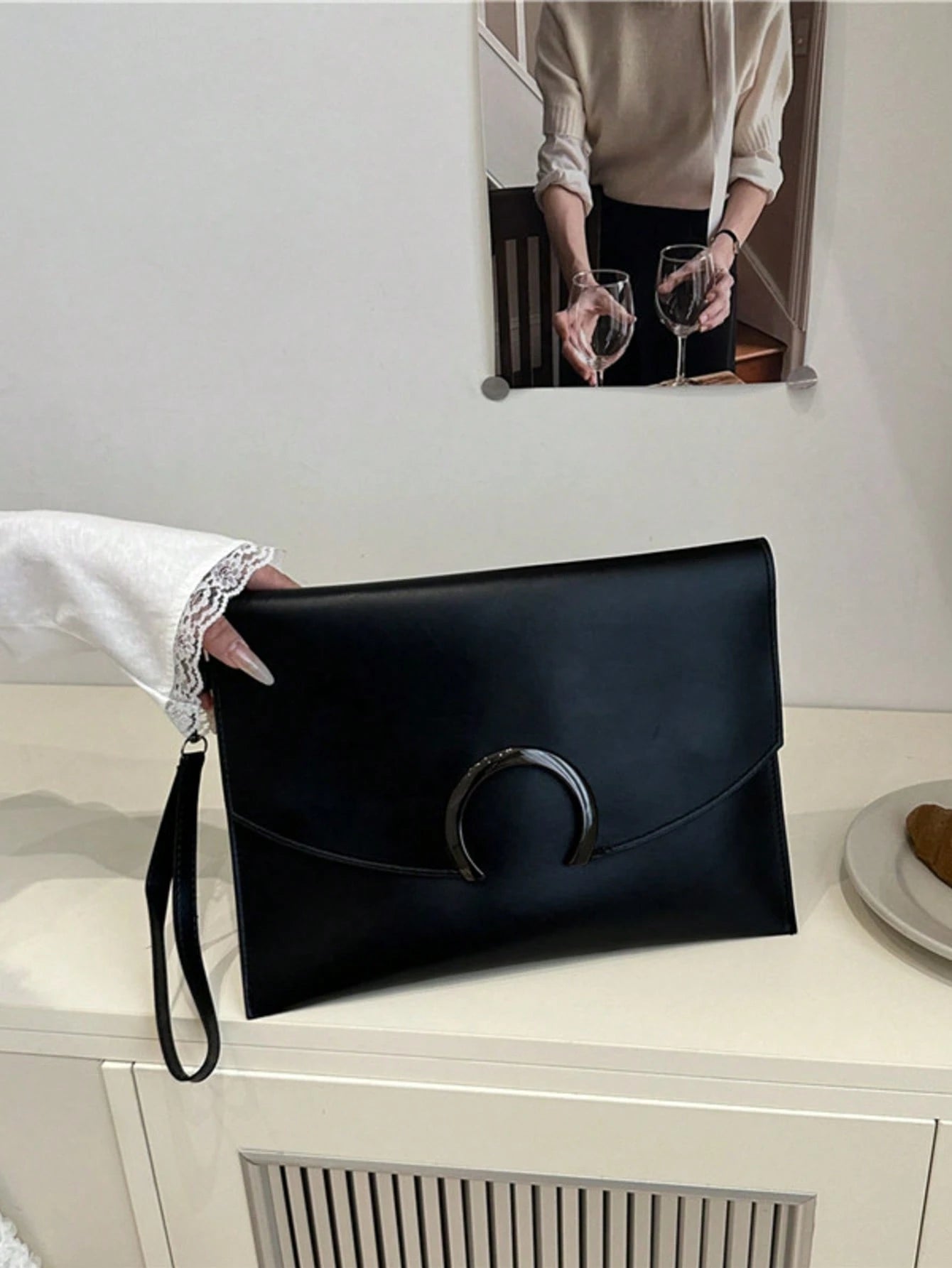 Fashionable Solid Color PU Leather Envelope Clutch, Suitable For Banquets, Parties, Street Style, Versatile, Fashionable Clutch Bags For Woman, Wedding