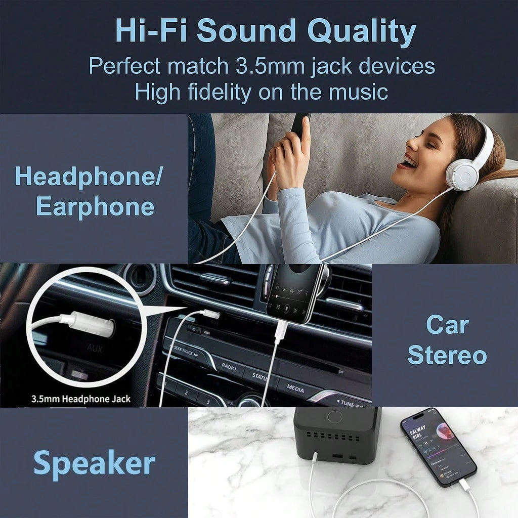 FCV Aux Cord Compatible With Phone 3.5mm Headphone Jack Aux Cord Lightning To Aux Audio Cable For Car Home Stereo Speaker Headphone Compatible With Phone 14/13/12/11 Pro/X/Xs, 3.3ft