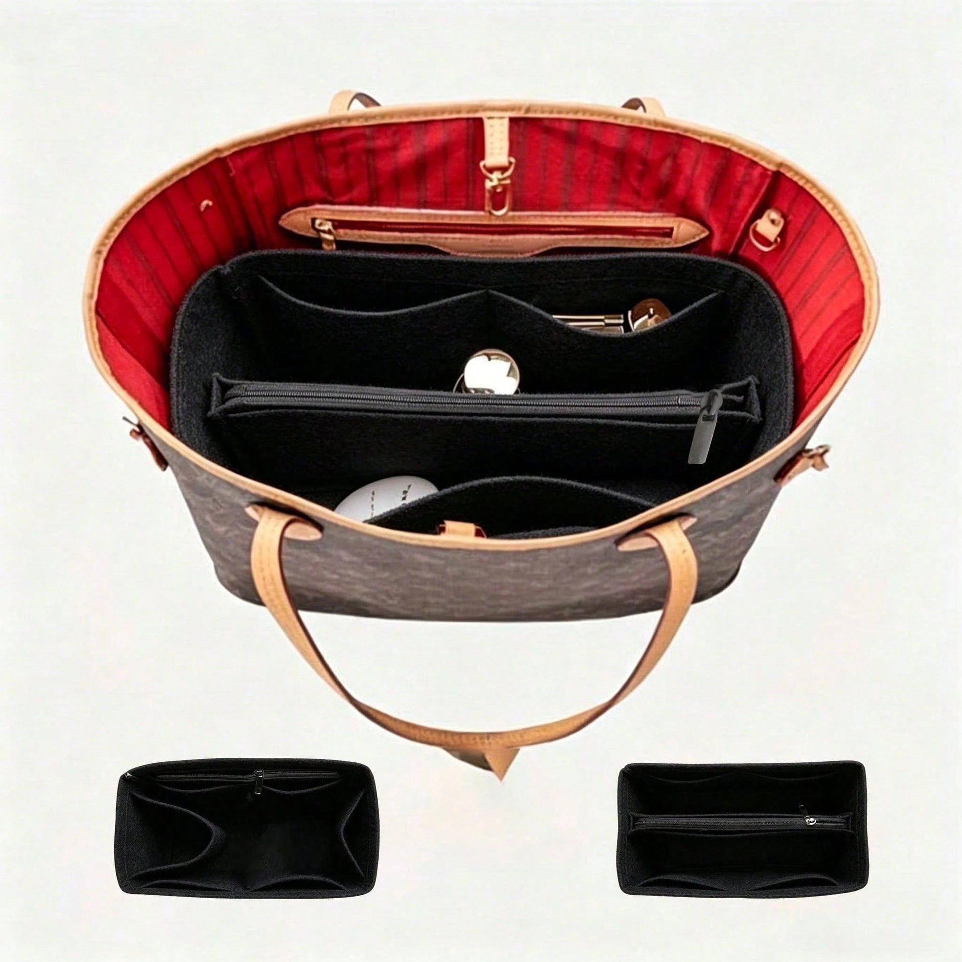 Felt Lined Bag Organizer, Multi-Pocket Makeup Bag, Handbag Inner Pouch Portable Bag