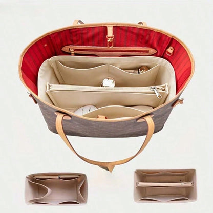 Felt Lined Bag Organizer, Multi-Pocket Makeup Bag, Handbag Inner Pouch Portable Bag