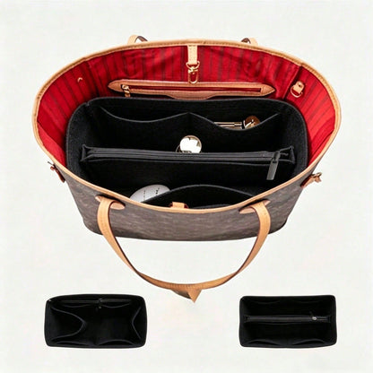 Felt Lined Bag Organizer, Multi-Pocket Makeup Bag, Handbag Inner Pouch Portable Bag