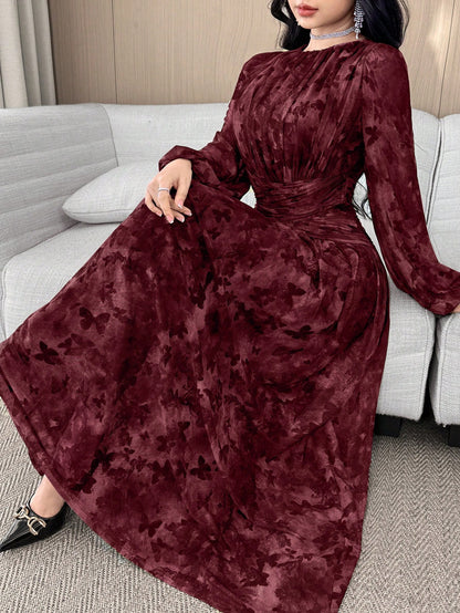 Feyla Off Shoulder Butterfly Ruched Waist Slim Fit Elegant Niche Dress