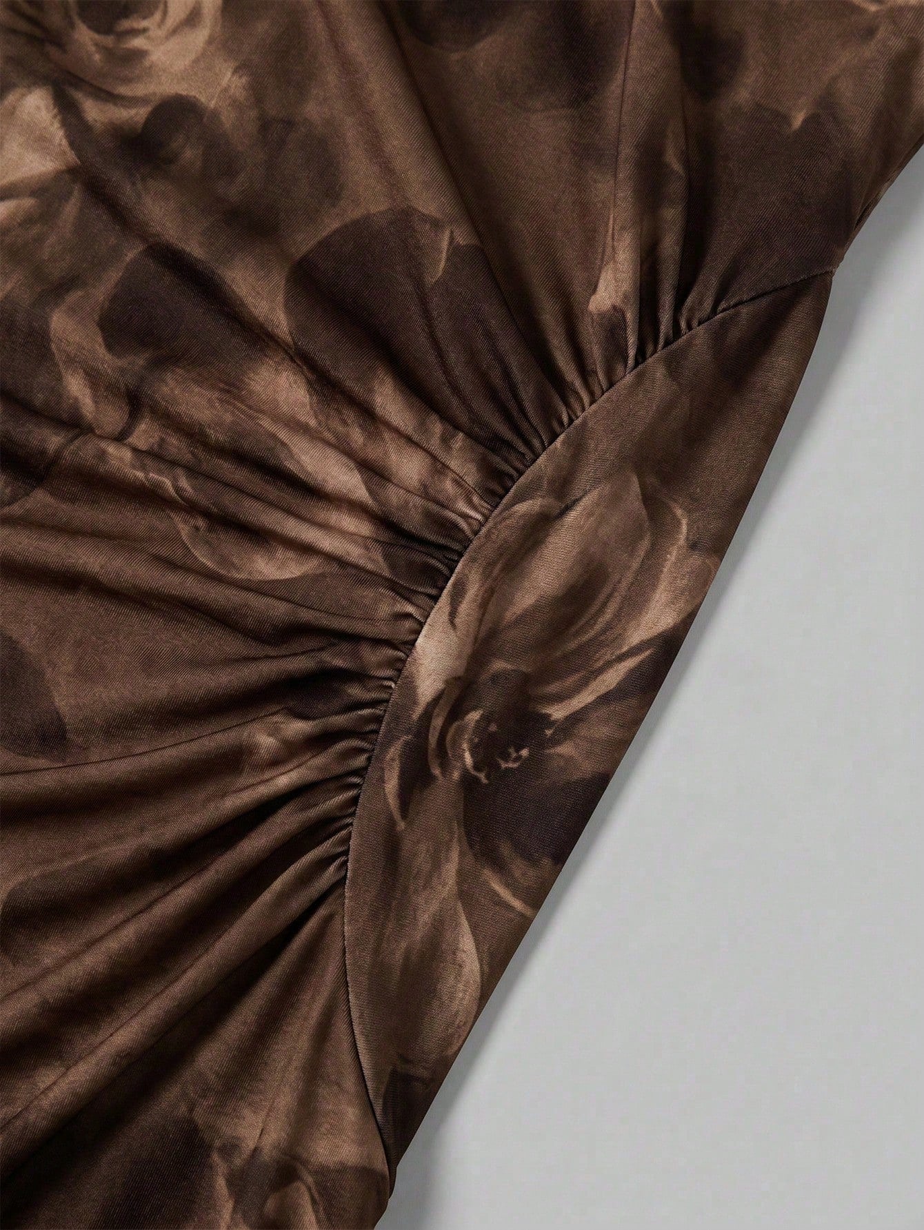 Firerie New Minimalist Elegant Romantic Date Brown Floral Print Daily Commute Brown Small Stand Collar Sleeveless Waist-Cinching Pleated A-Line Maxi Dress
