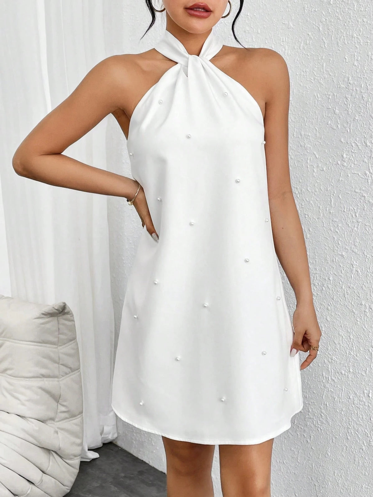 Firerie Pearl Decor Halterneck Dress