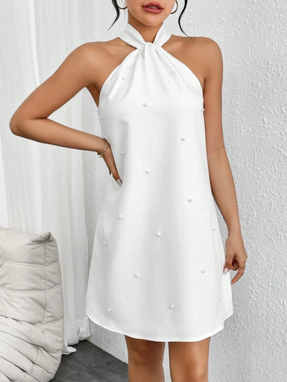 Firerie Pearl Decor Halterneck Dress