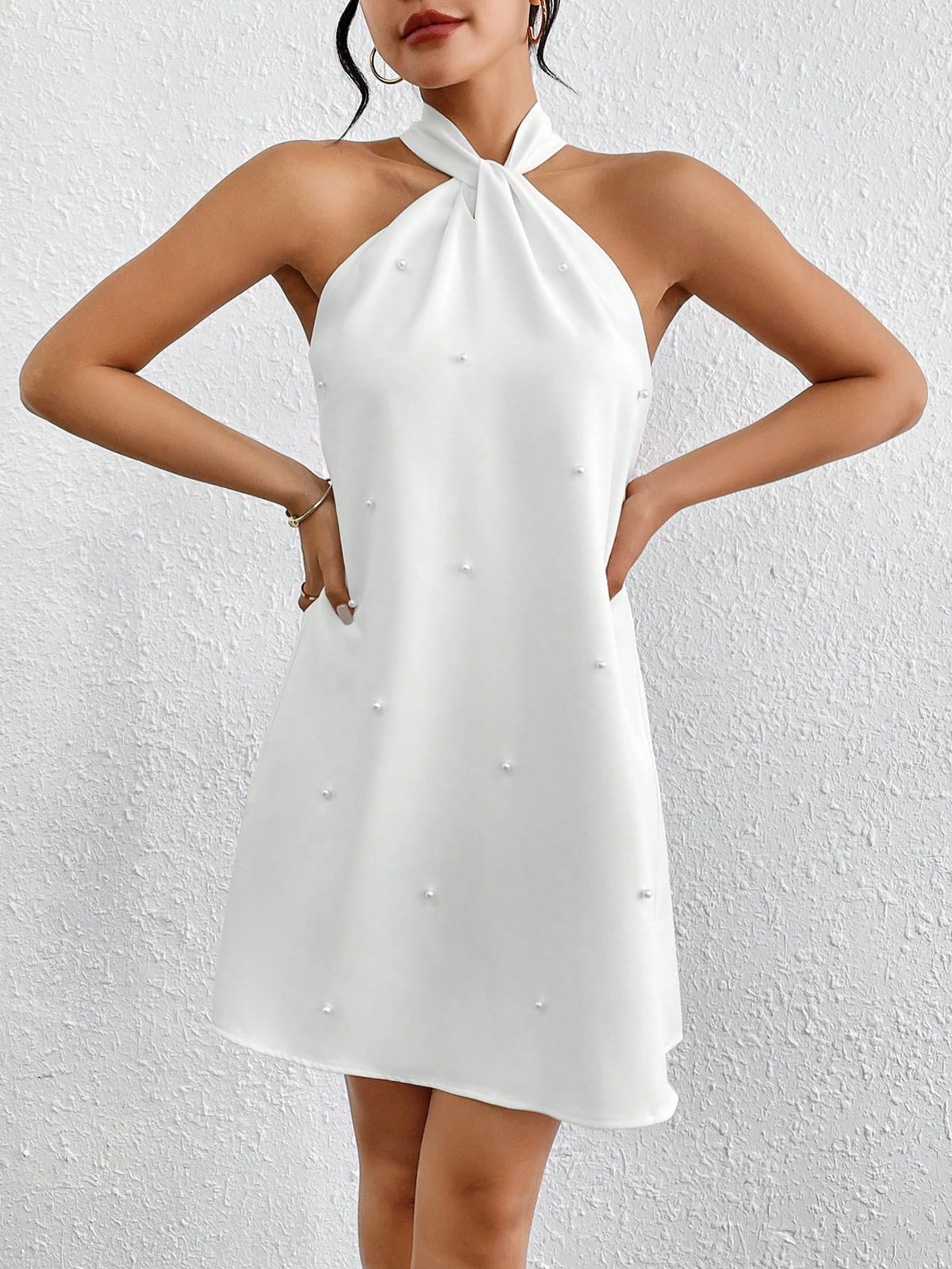 Firerie Pearl Decor Halterneck Dress