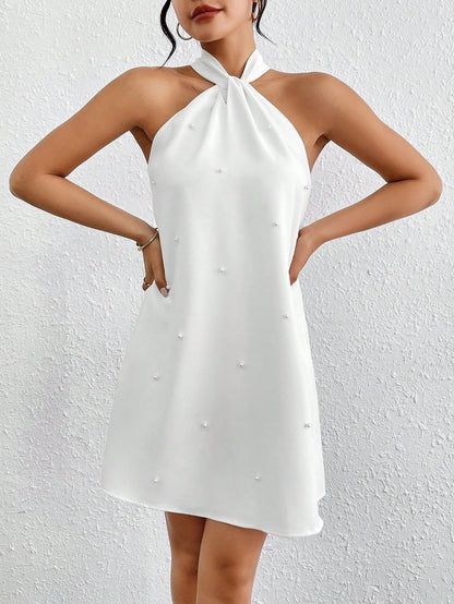 Firerie Pearl Decor Halterneck Dress