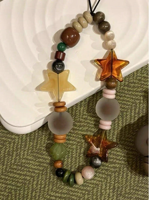 Five-Pointed Star Beaded Phone Chain Phone Lanyard CCD Camera Chain Wrist Strap Anti-Loss