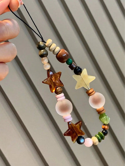 Five-Pointed Star Beaded Phone Chain Phone Lanyard CCD Camera Chain Wrist Strap Anti-Loss