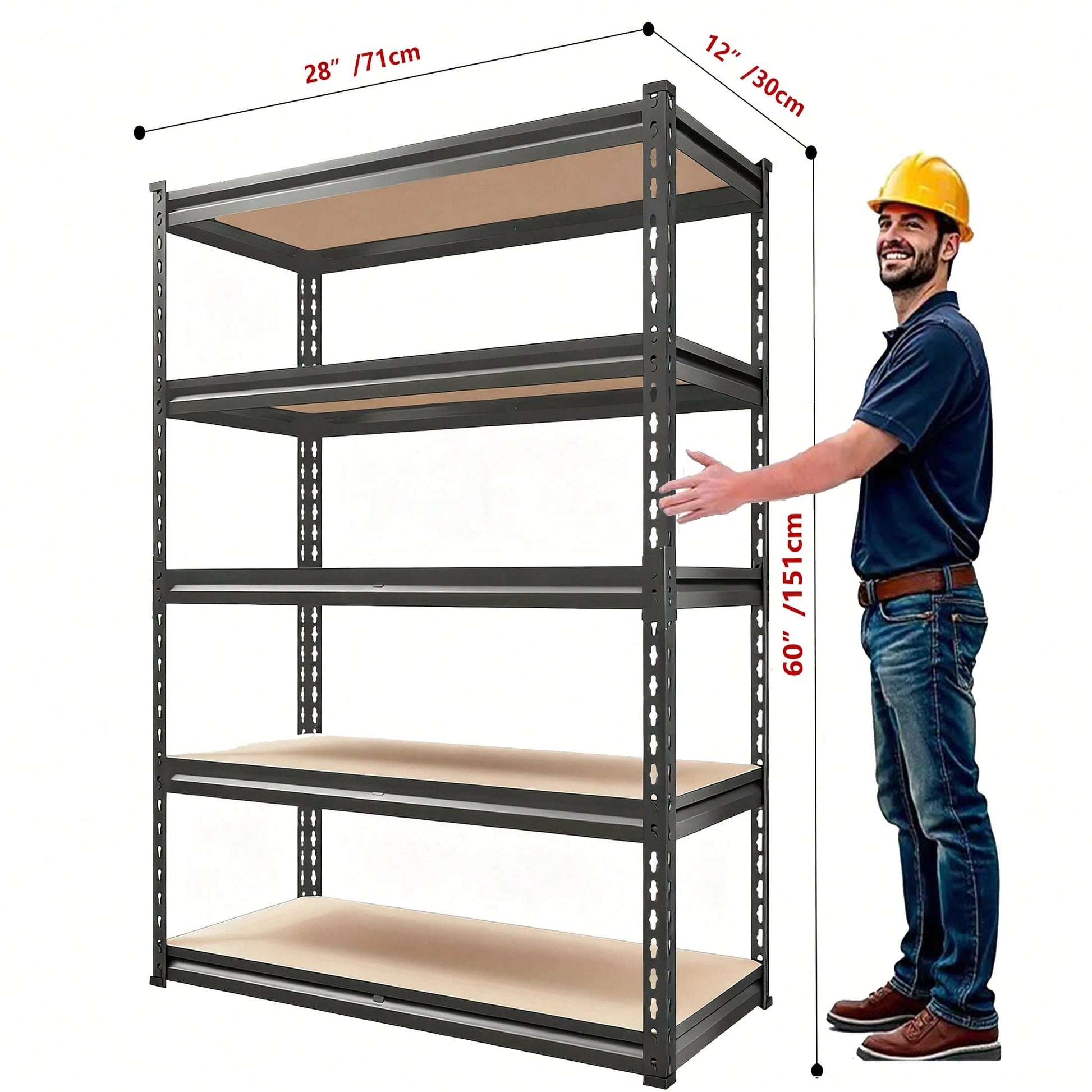 Five-Tier Heavy-Duty Metal Storage Rack- 2020 Lb Load Capacity, Adjustable Multi-Purpose Shelf, Multi-Functional Storage Rack