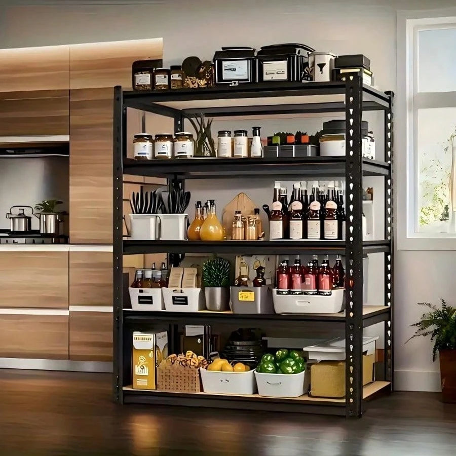 Five-Tier Heavy-Duty Metal Storage Rack- 2020 Lb Load Capacity, Adjustable Multi-Purpose Shelf, Multi-Functional Storage Rack