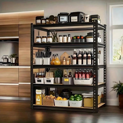 Five-Tier Heavy-Duty Metal Storage Rack- 2020 Lb Load Capacity, Adjustable Multi-Purpose Shelf, Multi-Functional Storage Rack