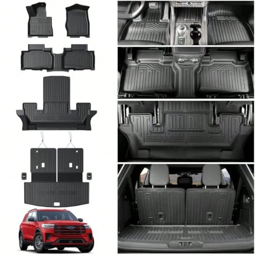 Floor Ma For 2020-202 2026 Explorer Acceorie Cargo Mat With Backret Mat All Weather TPE Of For Explorer 6 Paenr Captain Eat T Acceorie 202 2024 2023