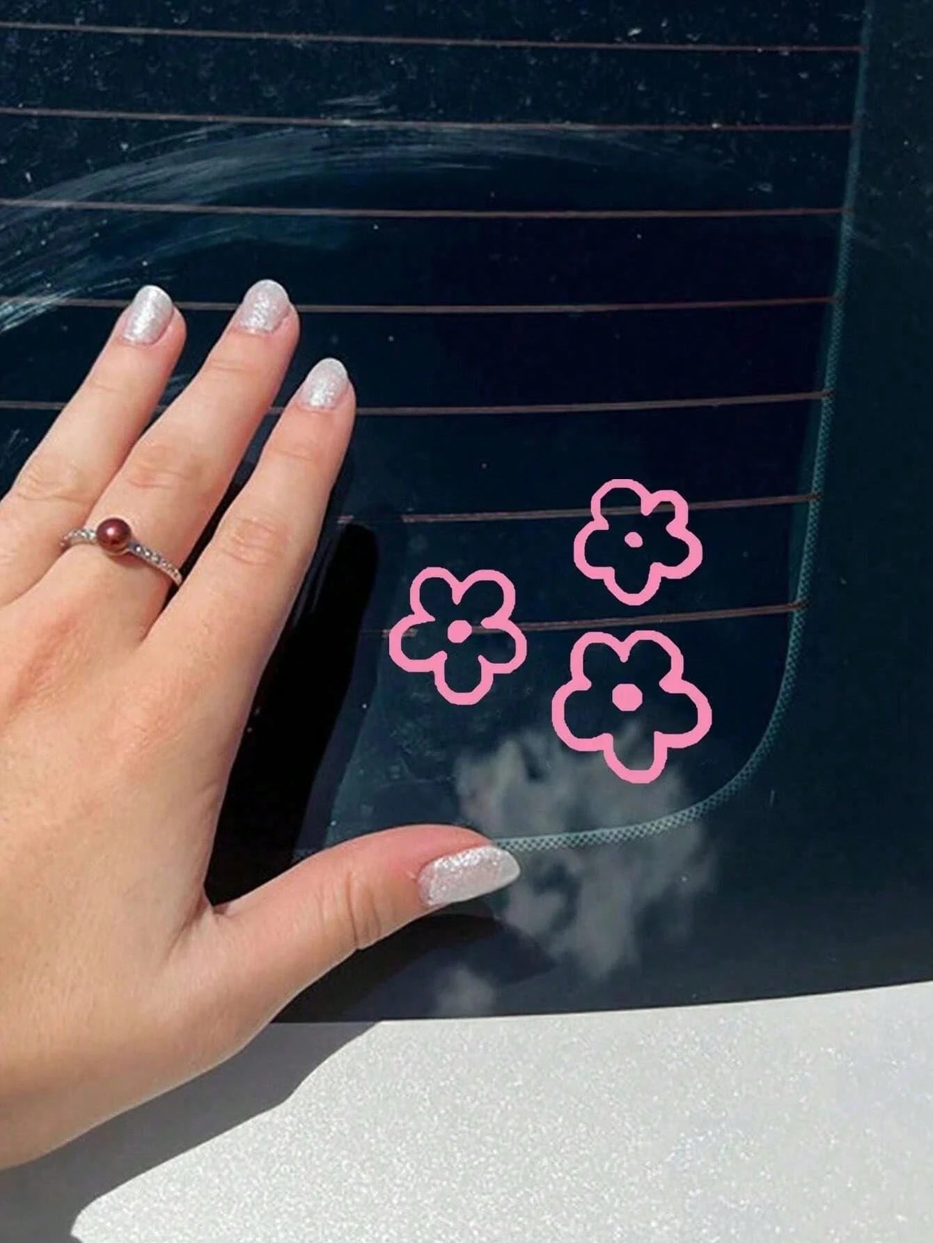Flower Pattern Car Mirror Sticker