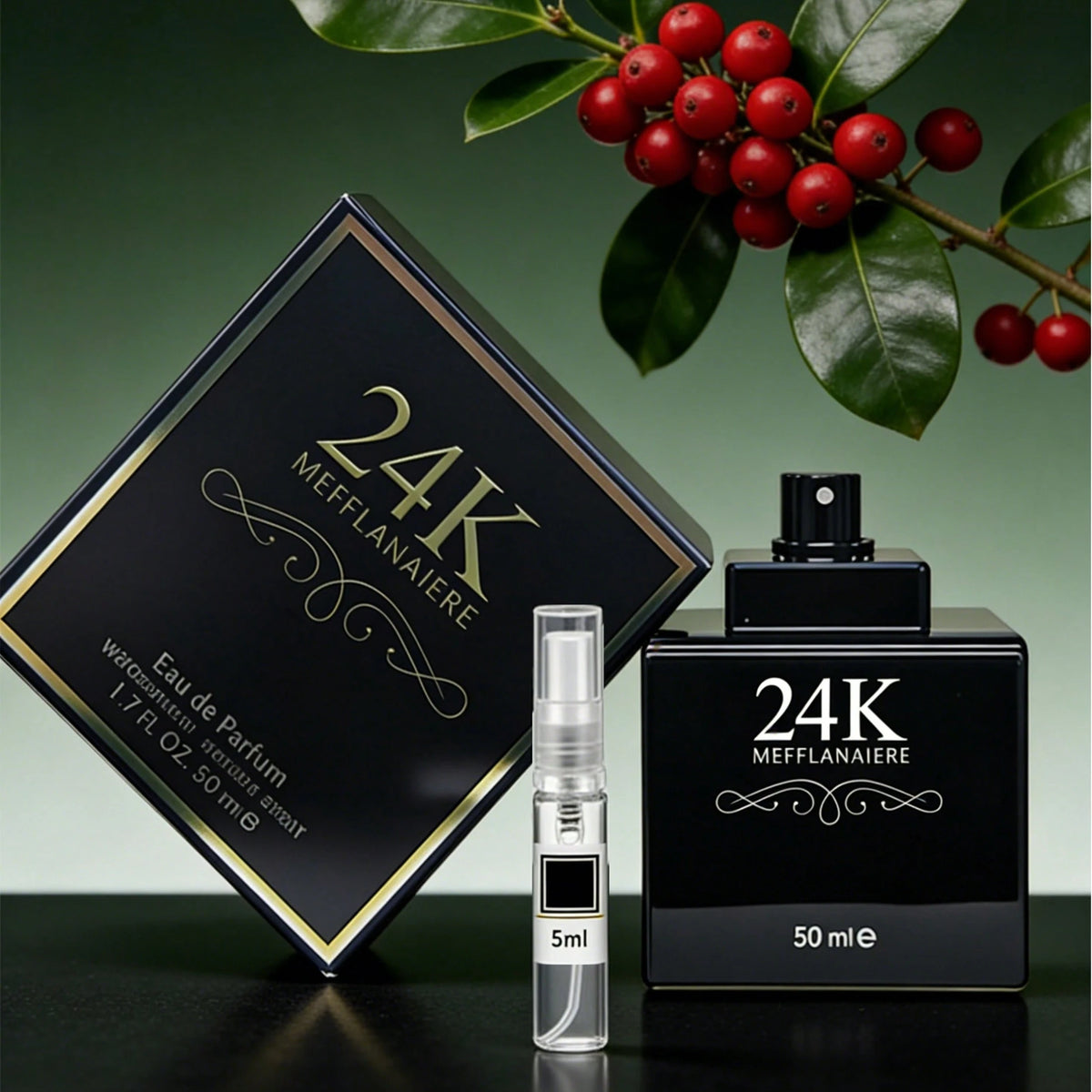 FMALOL 24K Men's Eau De Cologne, 1.7 Fl Oz + 5 Ml. Long-Lasting Woody Notes Blend Bergamot And Rose With Wood Accords. Crafted For The Gentleman, The Perfect Choice For Dates And Parties.