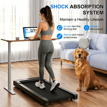 Foldable 6% Slope Under Desk Treadmills 2.5 HP Quiet Walking Pad Portable Remote Control LED Display 300LBS Exercise Walkingpad