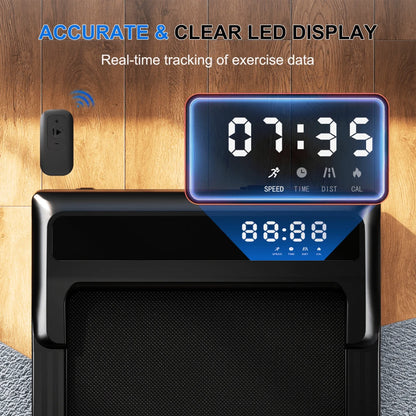 Foldable 6% Slope Under Desk Treadmills 2.5 HP Quiet Walking Pad Portable Remote Control LED Display 300LBS Exercise Walkingpad