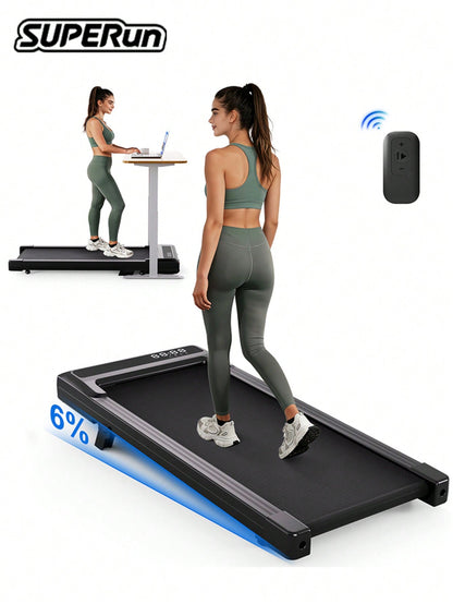 Foldable 6% Slope Under Desk Treadmills 2.5 HP Quiet Walking Pad Portable Remote Control LED Display 300LBS Exercise Walkingpad