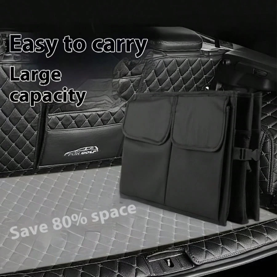 Foldable Car Trunk Organizer With 3 Compartments- Large Capacity, Sturdy Mesh Design For Tools, Accessories & Sundries, Fit For Cars