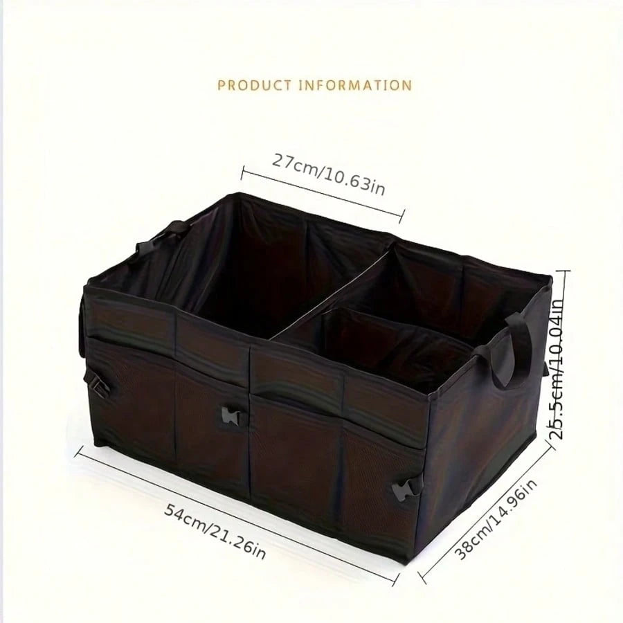 Foldable Car Trunk Organizer With 3 Compartments- Large Capacity, Sturdy Mesh Design For Tools, Accessories & Sundries, Fit For Cars