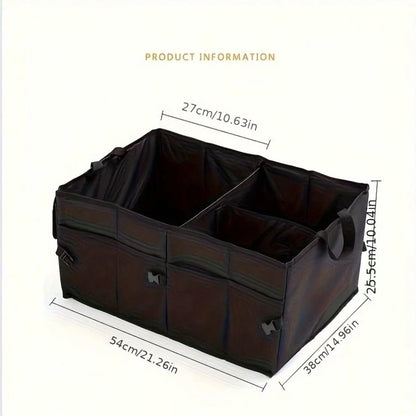 Foldable Car Trunk Organizer With 3 Compartments- Large Capacity, Sturdy Mesh Design For Tools, Accessories & Sundries, Fit For Cars