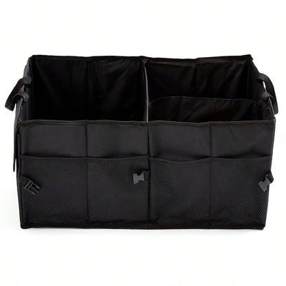 Foldable Car Trunk Organizer With 3 Compartments- Large Capacity, Sturdy Mesh Design For Tools, Accessories & Sundries, Fit For Cars