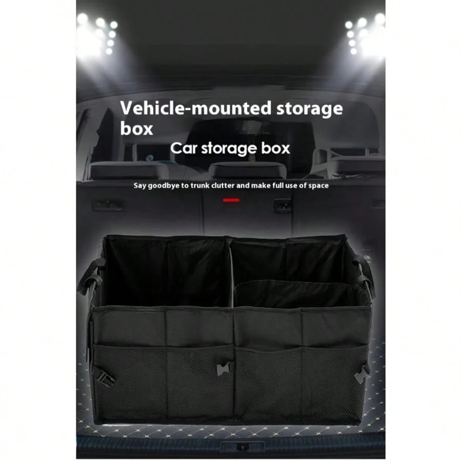 Foldable Car Trunk Organizer With 3 Compartments- Large Capacity, Sturdy Mesh Design For Tools, Accessories & Sundries, Fit For Cars