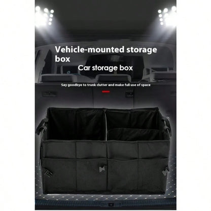 Foldable Car Trunk Organizer With 3 Compartments- Large Capacity, Sturdy Mesh Design For Tools, Accessories & Sundries, Fit For Cars