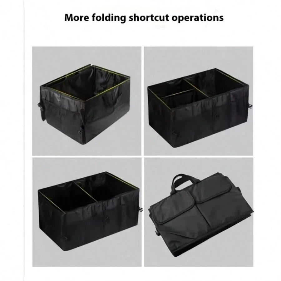 Foldable Car Trunk Organizer With 3 Compartments- Large Capacity, Sturdy Mesh Design For Tools, Accessories & Sundries, Fit For Cars