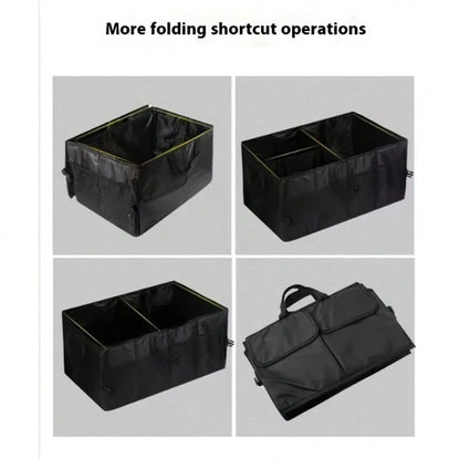 Foldable Car Trunk Organizer With 3 Compartments- Large Capacity, Sturdy Mesh Design For Tools, Accessories & Sundries, Fit For Cars