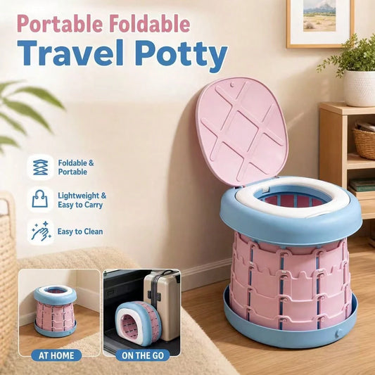 Foldable Portable Toilet, Outdoor Hygiene Product, Retractable, Easy To Install, Space-Saving, Leak-Proof, Suitable For Car Travel, Camping, Road Trips, And Emergency Toilets.