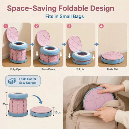 Foldable Portable Toilet, Outdoor Hygiene Product, Retractable, Easy To Install, Space-Saving, Leak-Proof, Suitable For Car Travel, Camping, Road Trips, And Emergency Toilets.