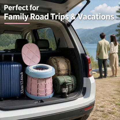 Foldable Portable Toilet, Outdoor Hygiene Product, Retractable, Easy To Install, Space-Saving, Leak-Proof, Suitable For Car Travel, Camping, Road Trips, And Emergency Toilets.