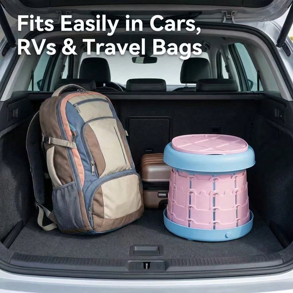 Foldable Portable Toilet, Outdoor Hygiene Product, Retractable, Easy To Install, Space-Saving, Leak-Proof, Suitable For Car Travel, Camping, Road Trips, And Emergency Toilets.