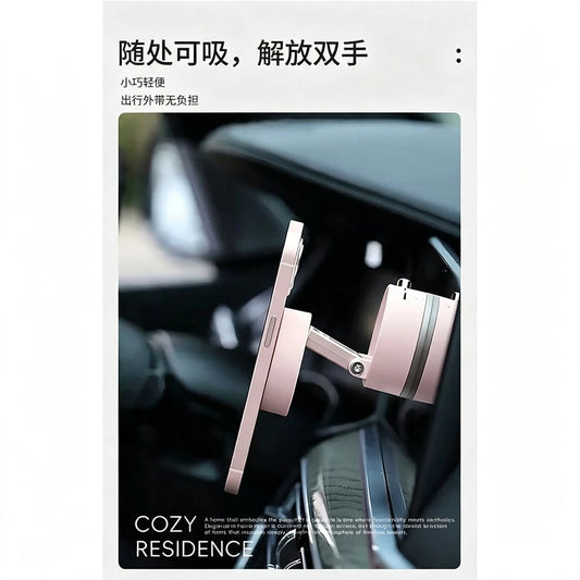 Foldable Vacuum Suction Magnetic Phone Holder, Multi-Angle Adjustable Universal Cell Phone Mount For Car Dashboard Desktop
