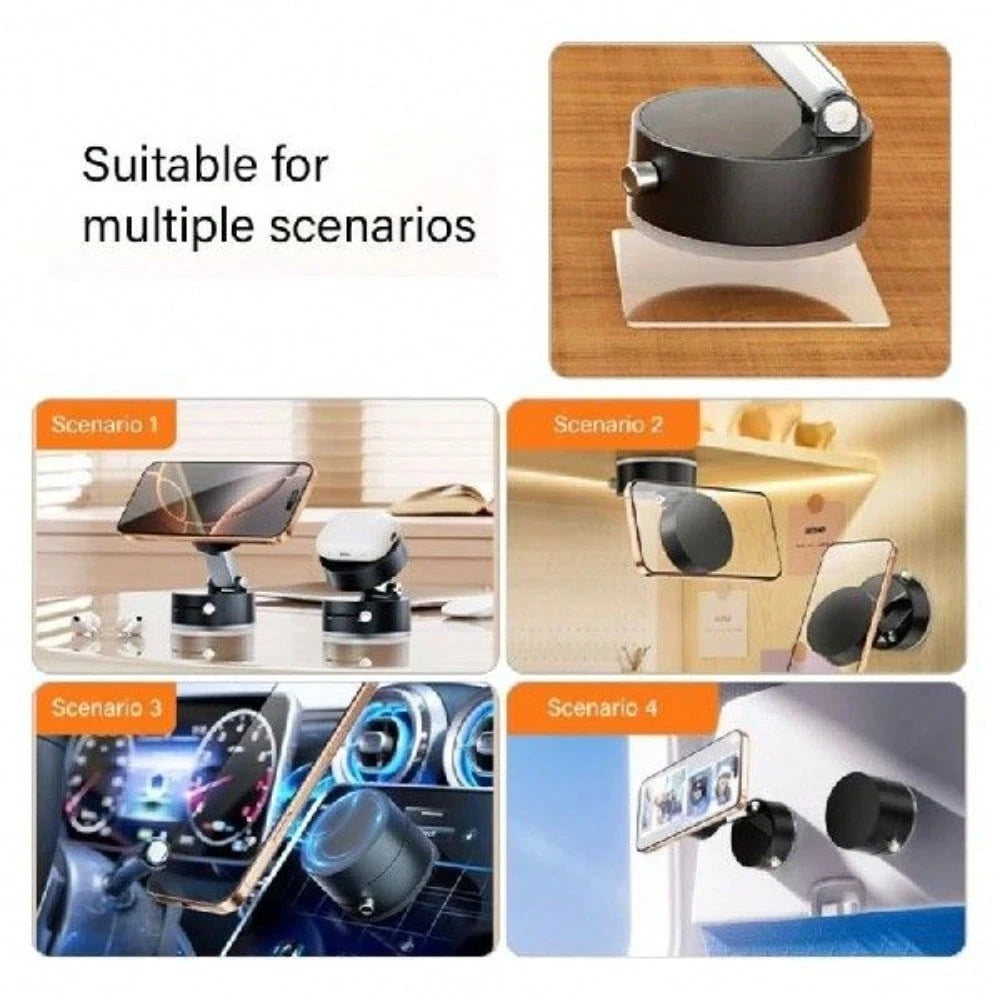 Foldable Vacuum Suction Magnetic Phone Holder, Multi-Angle Adjustable Universal Cell Phone Mount For Car Dashboard Desktop