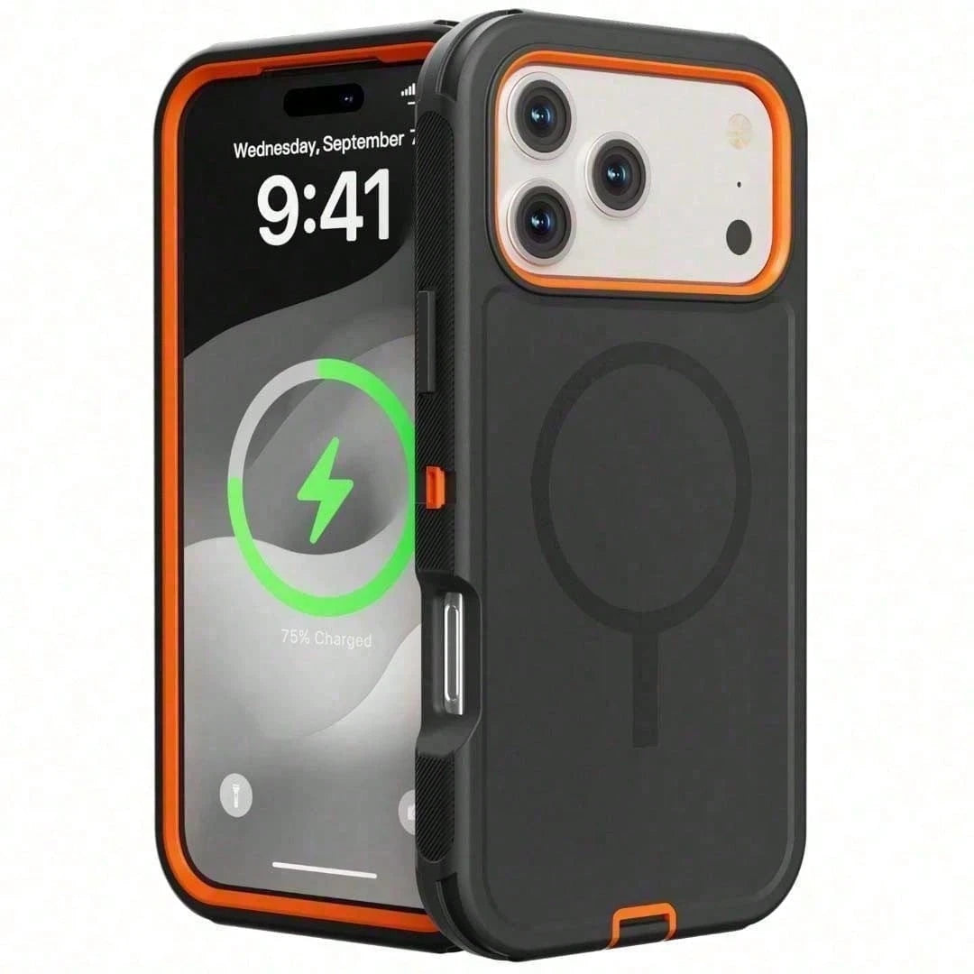 For IPhone 17 16 15 14 Pro Max Plus Luxury Dark Purple Shockproof Case Magnetic Charging Anti-Drop Slim Grip Protective Cover